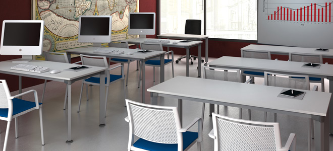 salas de formación con la mesa chic