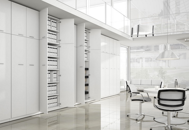 mobiliario de oficina en blanco lance con archivo