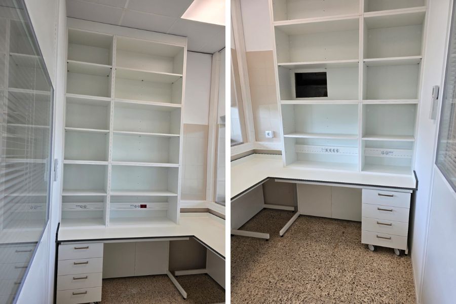 Equipamiento y carpintería a medida para laboratorio de farmacia.
