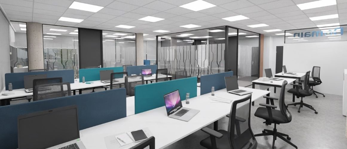 Diseño de espacio de trabajo estratégico en oficina