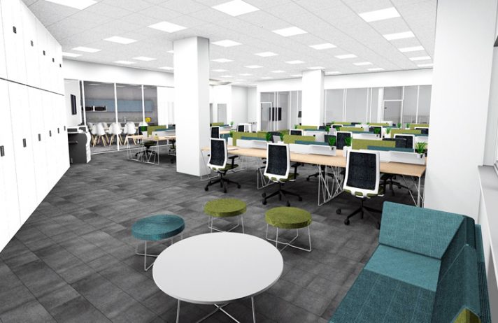 Espacio abierto, de tipo “open-space”, con 24 puestos operativos
