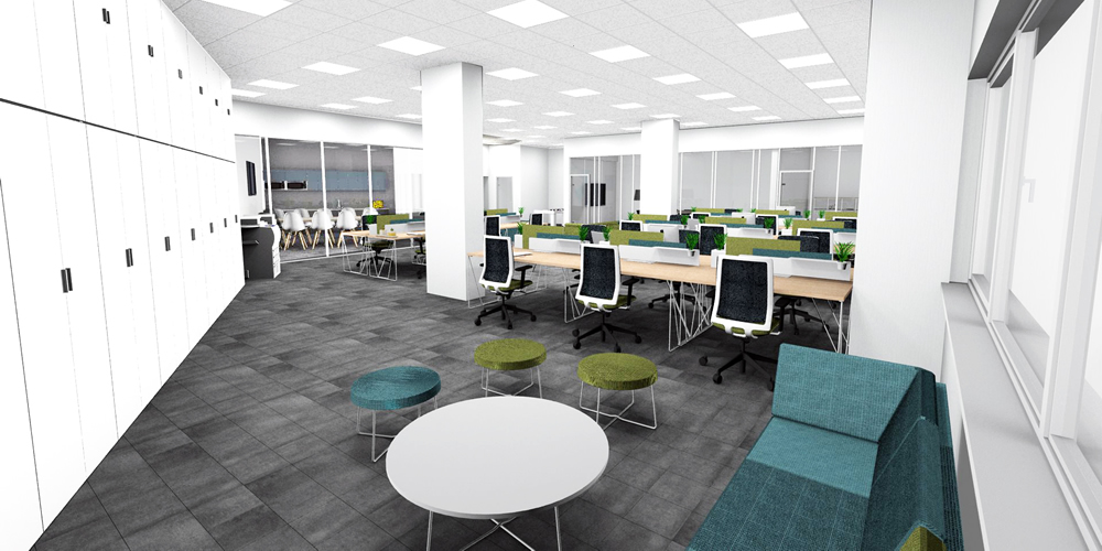 Espacio abierto, de tipo “open-space”, con 24 puestos operativos
