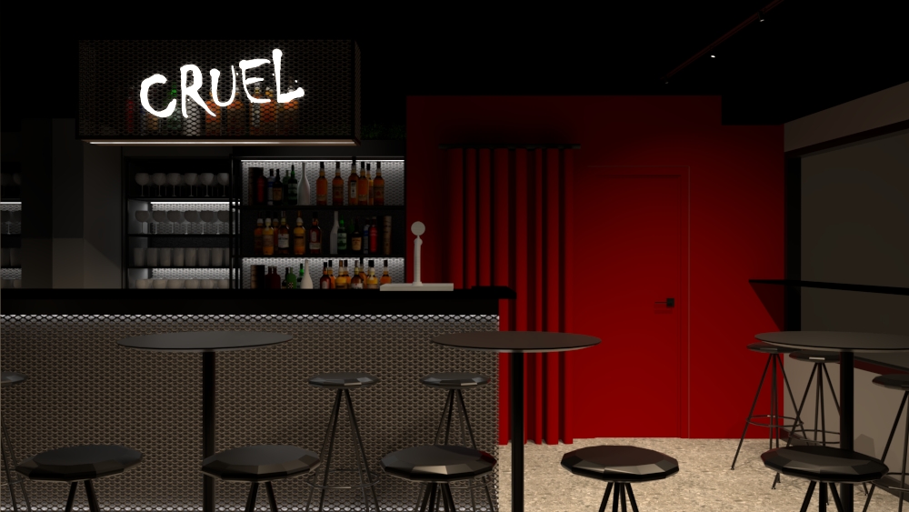 renders de la reforma del local cruel