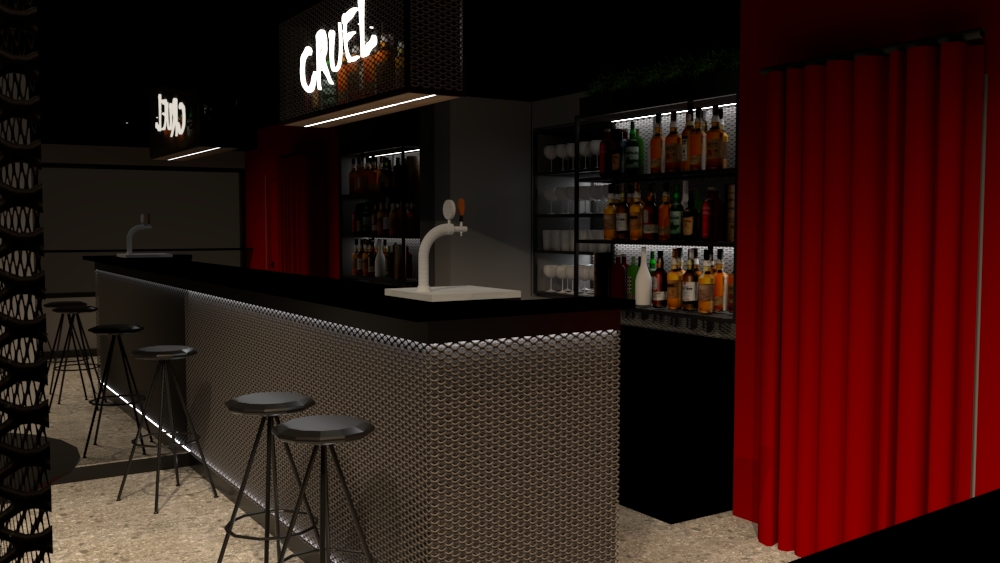 renders de la reforma del local cruel