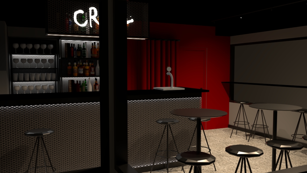 renders de la reforma del local cruel
