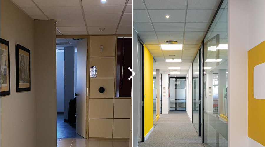 renovación completa de mobiliario y equipamiento en oficina de Madrid
