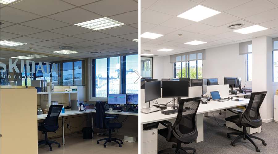 renovación completa de mobiliario y equipamiento en oficina de Madrid