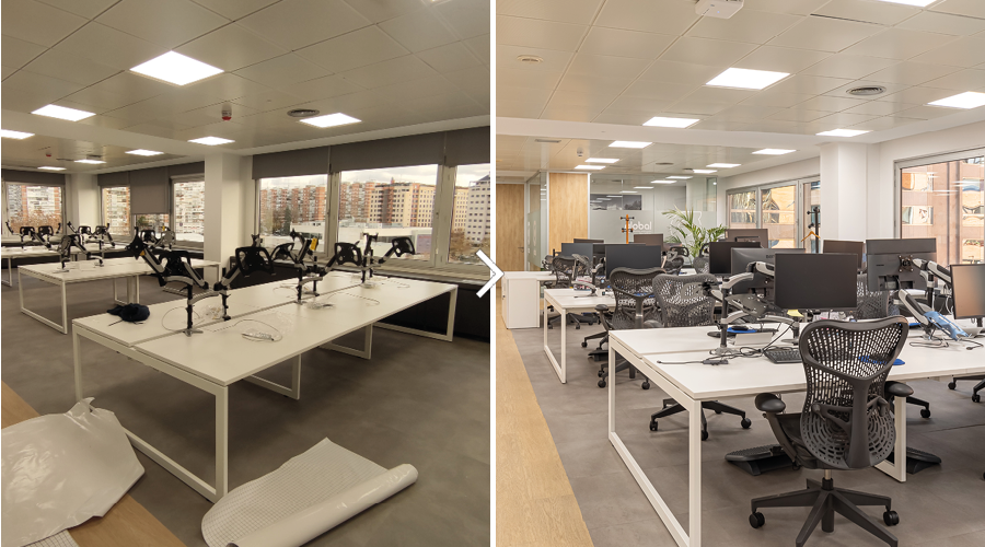 zona de trabajo en reforma integral de oficina