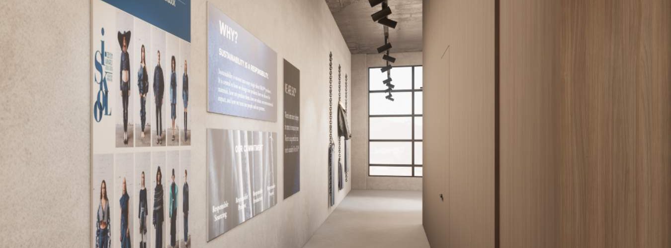 Proyecto de diseño de oficina_Zona de pasillo en espacio de trabajo con rotulación