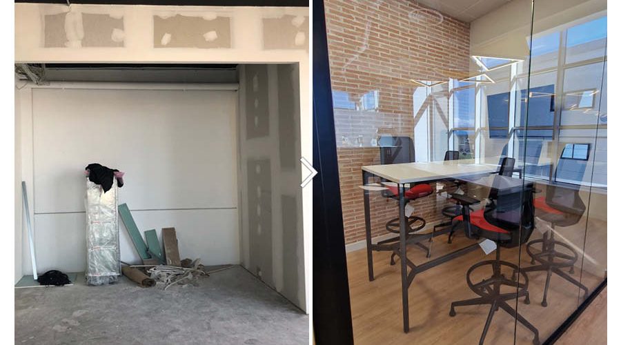 Equipamiento de oficina con mobiliario estándar y carpintería a medida en Madrid_Proceso de obra