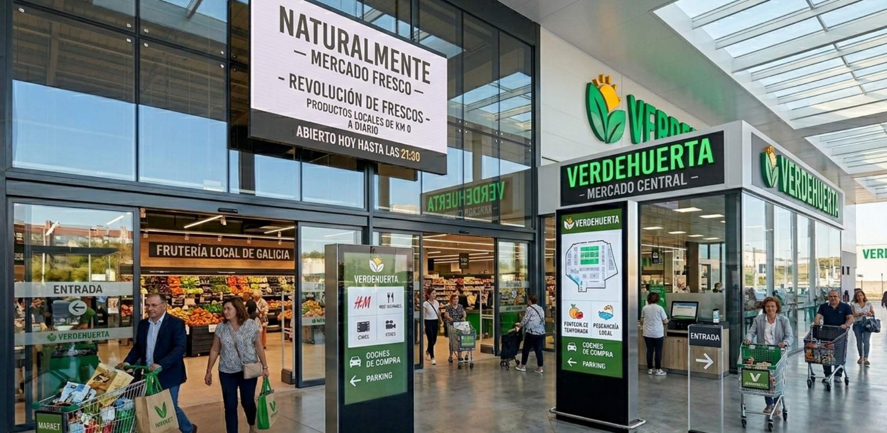 Supermercado con cartelería promocional e informativa