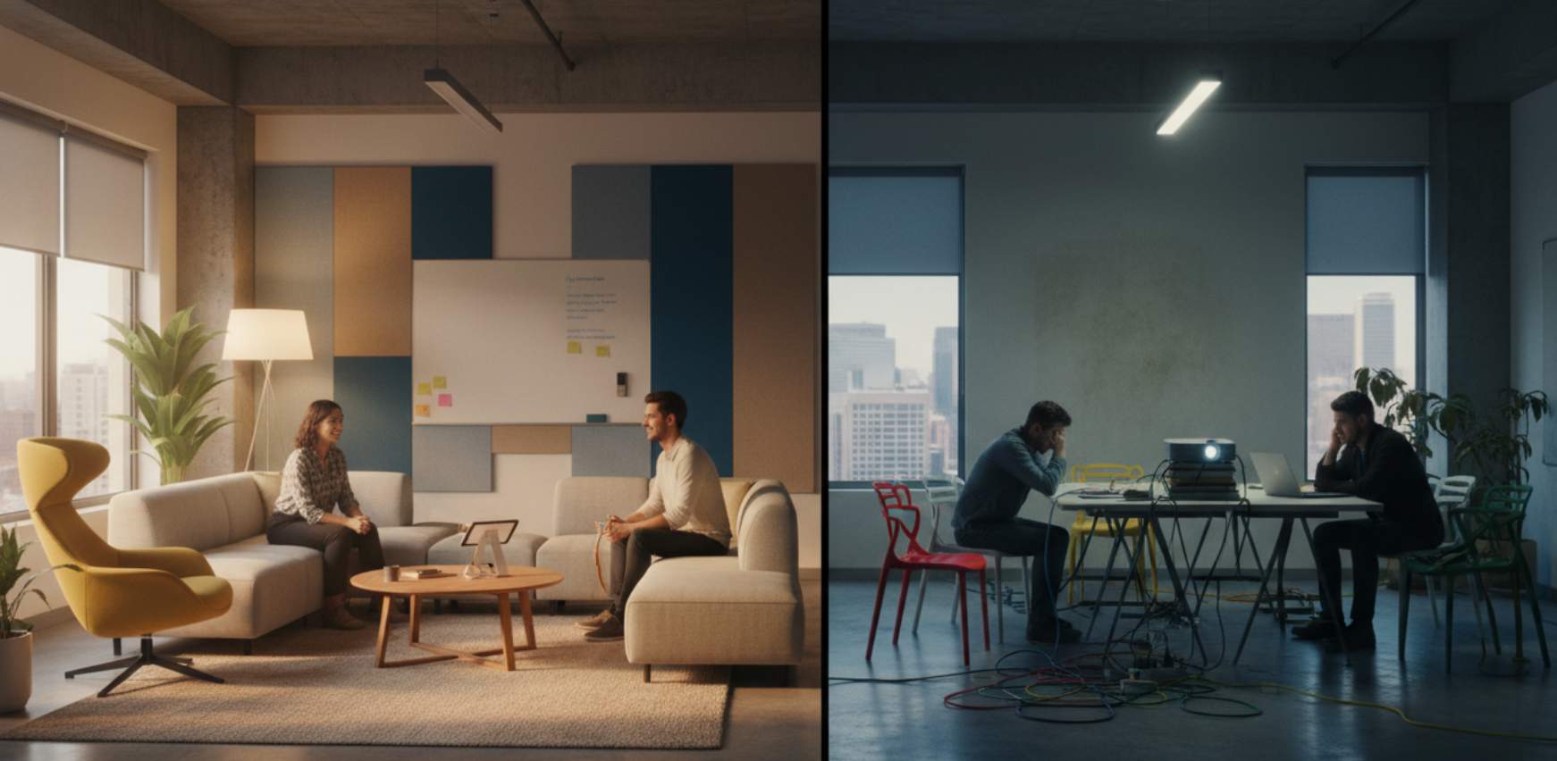 Oficina renovada para trabajo en equipo