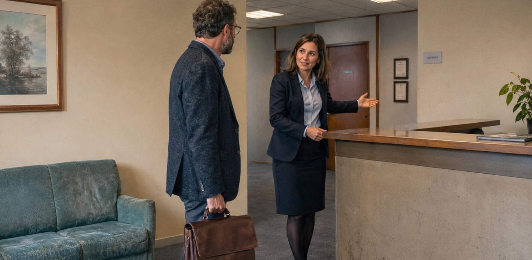 Visita a oficina desactualizada y antigua antes de reforma de oficina