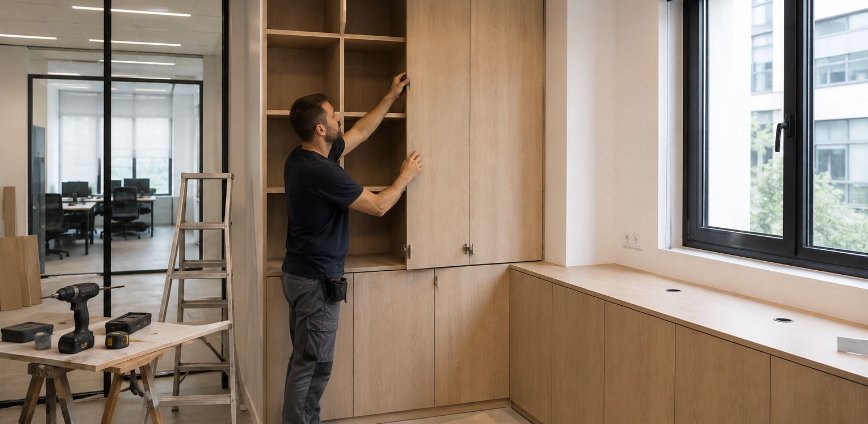 Instalación de mobiliario de oficina fabricado a medida