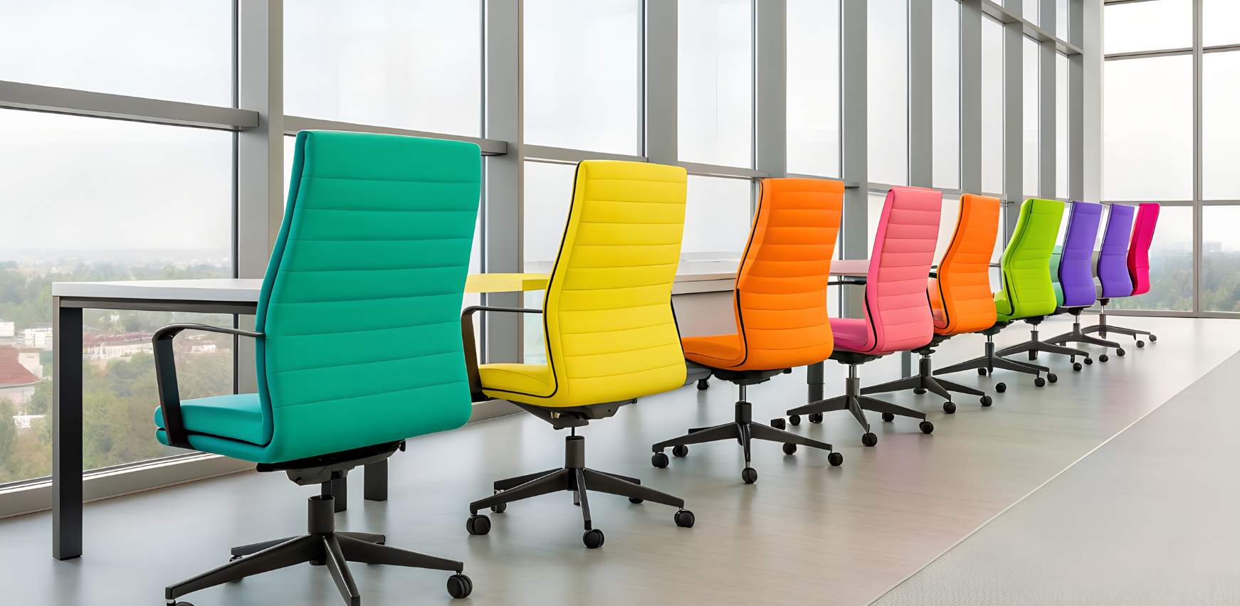 Mobiliario ergonómico d colores para oficina