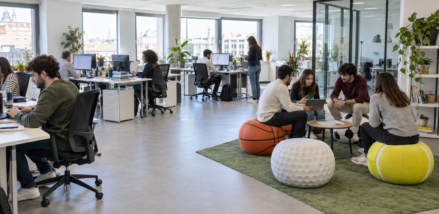 Diseño de oficina pensado para favorecer diferentes formas de trabajo
