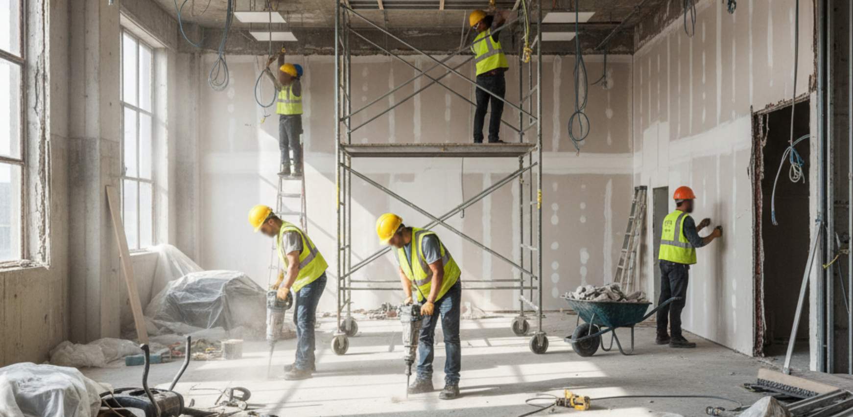 Trabajos de construcción para reforma de oficina