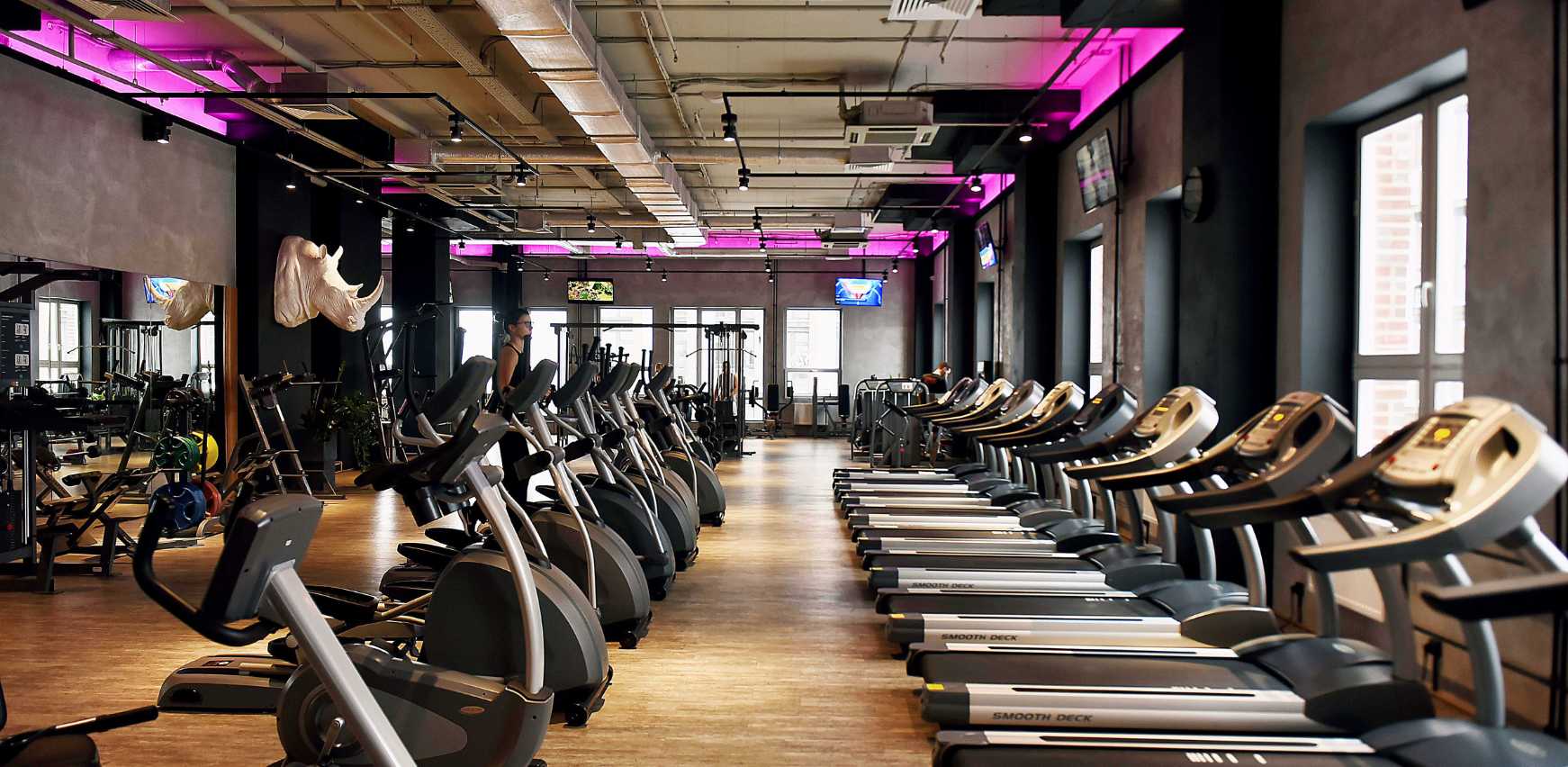 Equipamiento e iluminación para gimnasio y locales